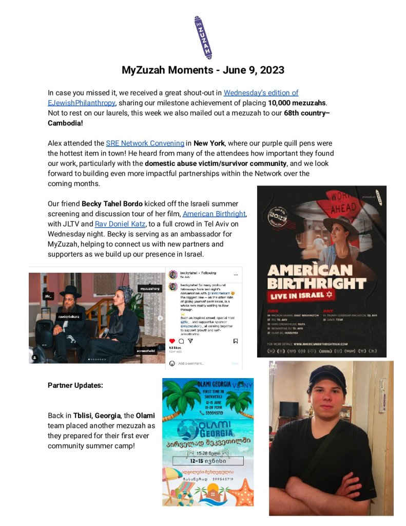 thumbnail of MyZuzah Moments – June 9, 2023